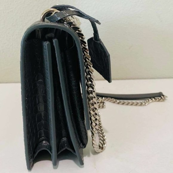YSL SUNSET Medium Croc black Crossbody Brand New - Picture 7 of 15